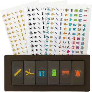 TILKOR 0.5 inch Gold & Colourful Labels Switch Board Button Stickers for Home,30+ Icon Self Adhesive Sticker