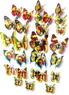 my celebrat 7.5 cm 12 Yellow Butterfly Self Adhesive Double-sided Sticker