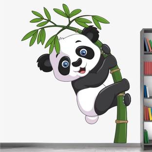 WALL STICKS Cute - Baby - Panda - Play - Bamboo Tree - Decor- Wall Sticker - CG157