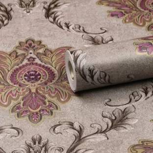 Flipkart SmartBuy 1000 inch Light Brown Damasak Vintage walllpaper (1000 cm X 45 cm ) Self Adhesive Sticker