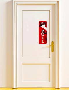 ShobhaDecor 10 cm 3D MIRROR PUSH PULL DOOR STICKER Self Adhesive Sticker