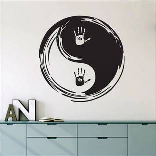 Xskin 55 cm Yin Yang Symbol Sun Moon Buddhism, Decorative Wall Sticker Wall Decoration Self Adhesive Sticker