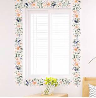 JAAMSO ROYALS 60 cm Flower Print Border Design Self Adhesive Wall Sticker (60 CM X 25 CM) Self Adhesive Sticker