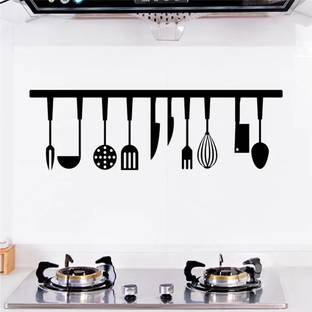 SnappyVinyl 57 cm 3D Effect Spoon Fork Spatula Self Adhesive Sticker