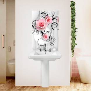 CG Decor 90 cm PVC- Self Adhesive Wash Basin Wall Sticker Waterproof+ Self Adhesive Sticker