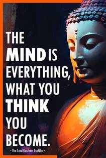 ShubhFly 47 cm Buddha Wall Sticker - The Mind is Everything What You Think You Become Self Adhesive Sticker