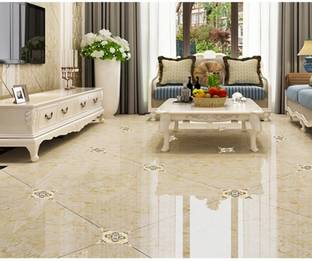 JAAMSO ROYALS 30 cm Cream Mosaic Tiles Sticker Floor Sticker, Kitchen Bathroom Self-Adhesive Self Adhesive Sticker