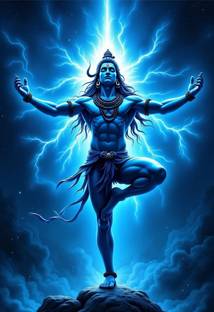 Tam tam 24 inch Lord Shiva Poster for Room Home office Wall Decor (Size 24x18 Inch) Self Adhesive Sticker