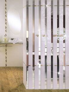 one store 24 cm 20 Pcs Acrylic Mirror Wall Stickers Striped Design (Silver) Self Adhesive Sticker