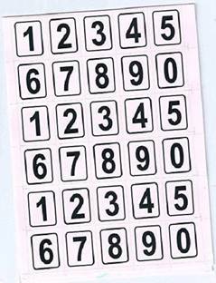 BlackDreams 2.5 cm Number Stickers 1 inch square with Border for Office (0 to 9 Numbers) (300) Self Adhesive Sticker