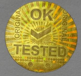 Securitech 1.4 cm OK TESTED dot Hologram , 14mm Round ,Gold (10000) Non-Reusable Sticker