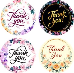 RSB HUB 3.8 inch Thank You Sticker Unique Designs, 1.5 inch, Vinyl Waterproof (100 Pcs) Self Adhesive Sticker
