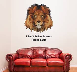 LANSTICK 73.66 cm LION IMAGE WITH I DON'T FOLLOW DREAMS HUNT GOALS QUOTE Self Adhesive Sticker