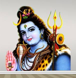 PARTHDECORE 60 cm mahadev 3D wall sticker Self Adhesive Sticker