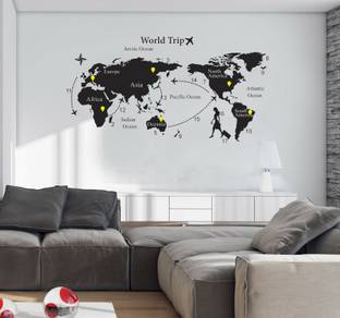walkart 2.54 cm world trip with world map Removable Sticker