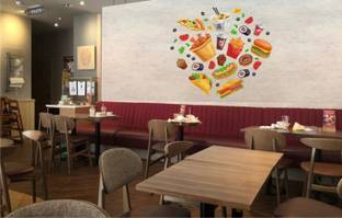 Design Decor 45.72 cm Fast Food Wall Sticker For Cafe & Restaurant Self Adhesive Sticker