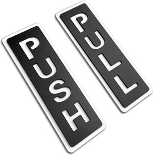 DelightVibes Plastic Push Pull Black Glass Door Acrylic Signage Sticker, Self-Adhesive 5.9 x 2 Inches Name Plate