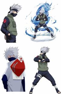 WallWonders 40 cm " Kakashi Hatake " Set of 4 Multi color Vinyl Wall Stickers Size Self Adhesive Sticker