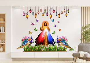 DivineDesigns 72 cm Jesus Christ Peacock Wall Sticker Self Adhesive Sticker