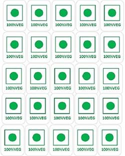 BlackDreams 2 cm Food Veg Mark Stickers (Selection Required) 20x15mm (100% Veg, 250) Self Adhesive Sticker