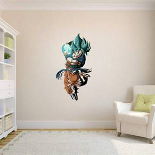 WallWonders 42 cm Artistic Impression " Goku " Multi color Vinly Wall Stickers Self Adhesive Sticker