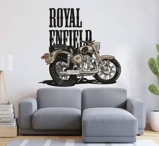 MEHMETDECOR 58 cm Royal Enfield Bullet bike Wall Stickers & Murals Size - 58x55cm Self Adhesive Sticker