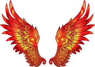 Design Decor 60.96 cm Fire Wings Wall Sticker For Home Restaurant & Cafe Size 24x17_ CM Self Adhesive Sticker