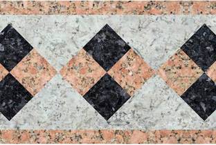WALLDESIGN 304.8 cm Marble Stone Inlay Square Diamond Pattern Tile Border - 3 inch width by 10 ft length - Small Self Adhesive Sticker