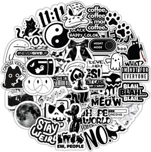 CeleBoxs 2.5 inch Black and White Aesthetic Stickers Waterproof Decals for Phone Pad Guitar Laptop Self Adhesive Sticker