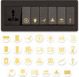 DGSL 1.5 inch Aesthetic Transparent Golden Design Switch Icon Sticker For Switch Board Sticker Self Adhesive Sticker