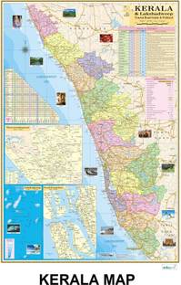 EarthScale 40 inch Kerala Map In English Size : 40"x28" inch With Fact, Area, Population, Density Reusable Sticker