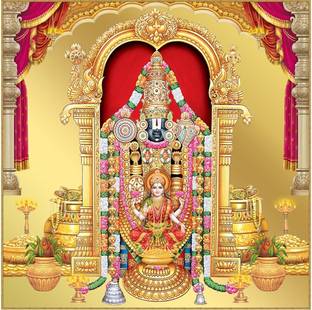 ZEN TREK 45 cm Tirupati Balaji Golden 60x90 Picture 02 Self Adhesive Sticker
