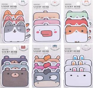 BeFunky 6.4 inch Cute Cartoon Shape Sticky Notes, Markers Flags Self-Stick Memo Pads 270 Sheets Reusable Sticker