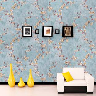 Wollzo 300 cm Wall Stickers DIY Decals Wallpaper (45 x 300 cm) Green Floral Flower Self Adhesive Sticker