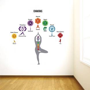 ZEN TREK 45 cm Yoga Chakras Wall Stickers (PVC Vinyl,Multicolour) Self Adhesive Sticker