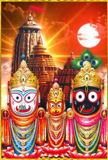ShubhFly 47 cm Jagannath Wall Sticker Puri Jagannath Poster Size 47x32CM for Home Decor Self Adhesive Sticker