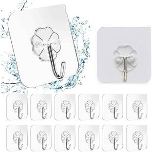 Superzone Set of 10 Wall Hooks Heavy Duty Hooks for Hanging 10KG (Max) Magic Stickers Hooks Seamless Transparent Adhesive Hooks for Hanging Keys Coats Hats Bags Ceiling Door Hanger