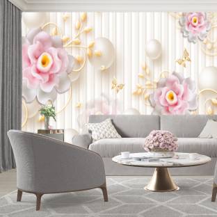 PR DESIGN SOLUTION 2.54 cm Floral Decorative Wallpaper Sticker (16 inch x 90 inch) Self Adhesive Sticker