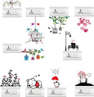 rawpockets 1 cm Love Theme Switch Board Combo Self Adhesive Sticker