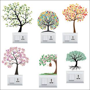 Decoar Nirmal 29 cm Tree switch boards wall sticker size (25x29 cm ) Self Adhesive Sticker
