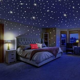 Flipkart SmartBuy 18 cm Glow in the Dark Galaxy of Stars with Moon Radium Night Glow wall stickers Perfect For Kids Bedding Room or Birthday Toys Gift ,Beautiful Wall Decals ,Bright and Realistic (280 Stars and Moon) Glow in the Dark Sticker