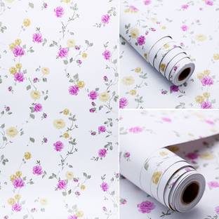 NuWallpaper 1000 cm Pink Floral Wall sticker for wall,Wallpaper for Bedroom,office,Living room Self Adhesive Sticker