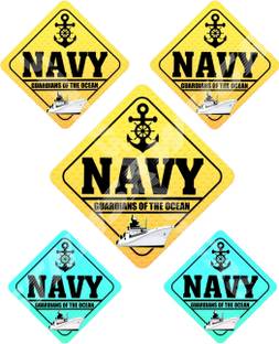 HindK 5.5 inch BHARTIYA NAVY STICKERS PACK of 5 (2 Sizes) Waterproof NAVY Sticker for Car Self Adhesive Sticker
