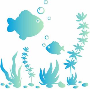 Delight Decor 91 cm Blue Green Aquarium Fish Self Adhesive Sticker