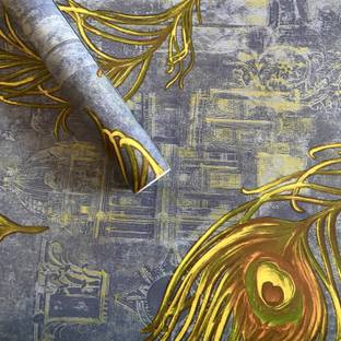 CRAZYGOL 1 inch Peacock wallpaper stickers incorporate a rich and bold color45 x 1000 cm) Non-Reusable Sticker