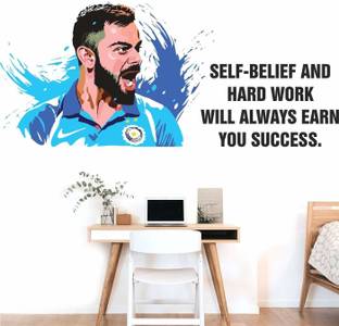 Decor hubb 55 cm Virat Kohli Motivational Wall Posters Paper Print  Self Adhesive Sticker