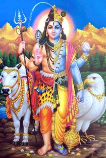 ShubhFly 47 cm Combined Shiva-Vishnu Photo | Lord Shiva and Lord Vishnu Wall Poster for Home Self Adhesive Sticker