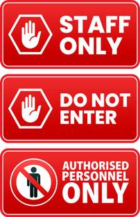 ShubhFly 32 cm Staff Only, Do Not Enter, Authorised Personnel Only Sticker Sign for Office Self Adhesive Sticker