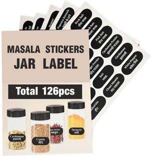 Stikor 2 cm Spice Jar Labels 4 Sheets Printed Waterproof Stickers for Kitchen Container Removable Sticker