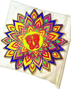 Vartanu 8 inch Shubh laxmi feet rangoli sticker Self Adhesive Sticker
